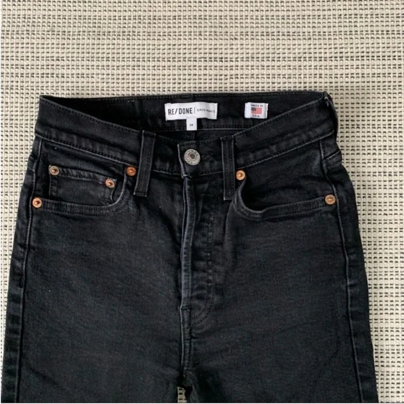 REDONE ORIGINALS High Rise Ankle Crop in Black Size 24 - Picture 4 of 14
